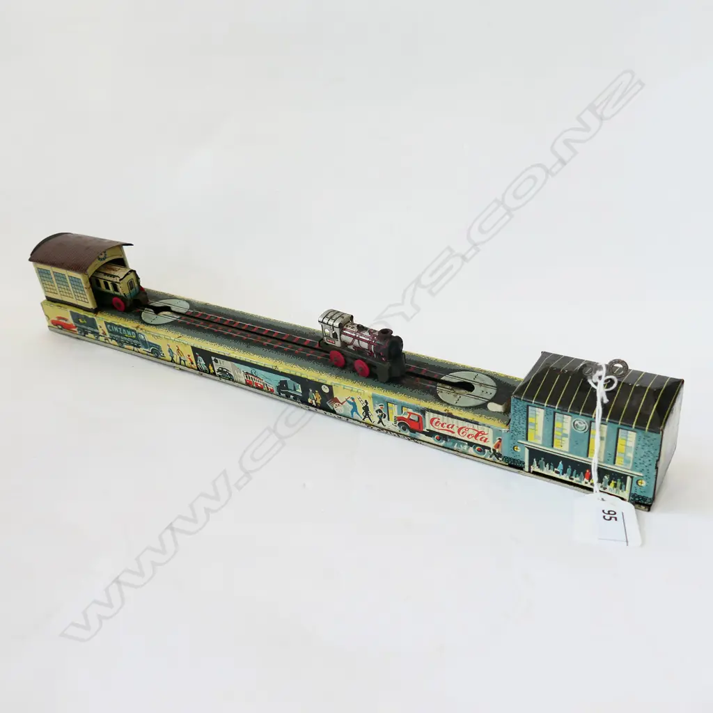 ARNOLD WIND UP TIN PLATE TRAIN & TRACKS - MADE IN WEST GERMANY. WORKING. L. 375MM Image 1++
